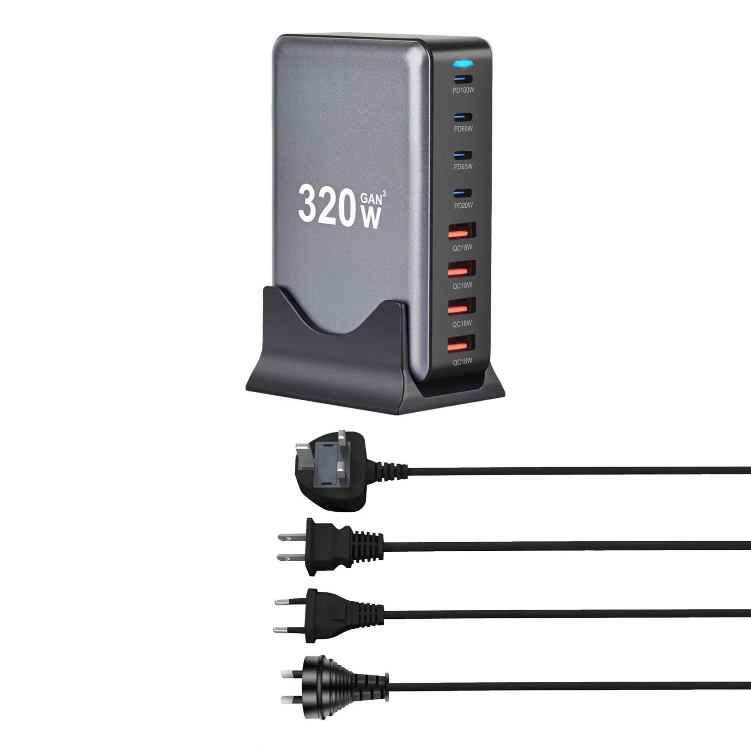 Fast Desktop 8-port USB Type C PD Charger - Stylish Expression