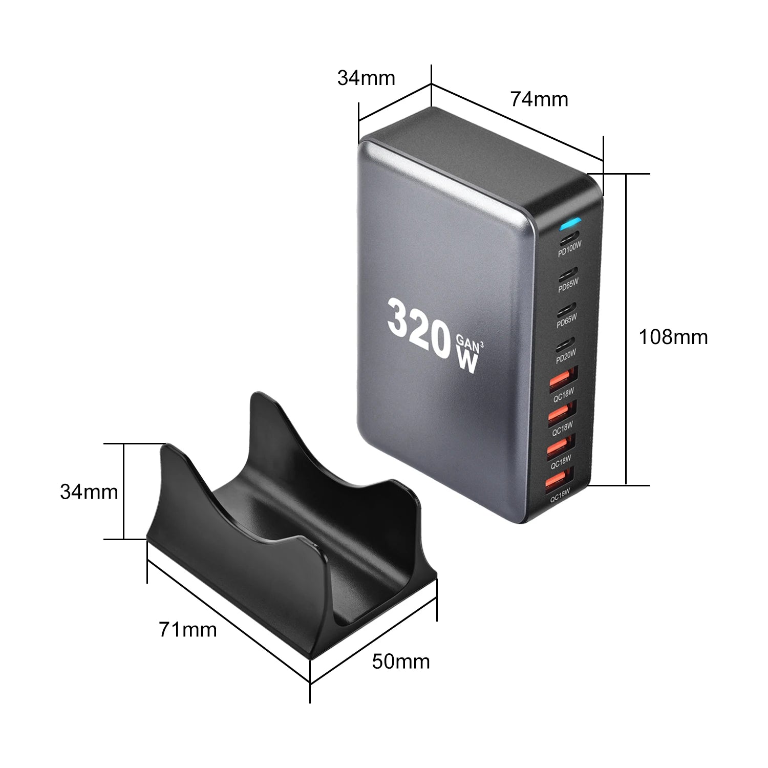 Fast Desktop 8-port USB Type C PD Charger - Stylish Expression