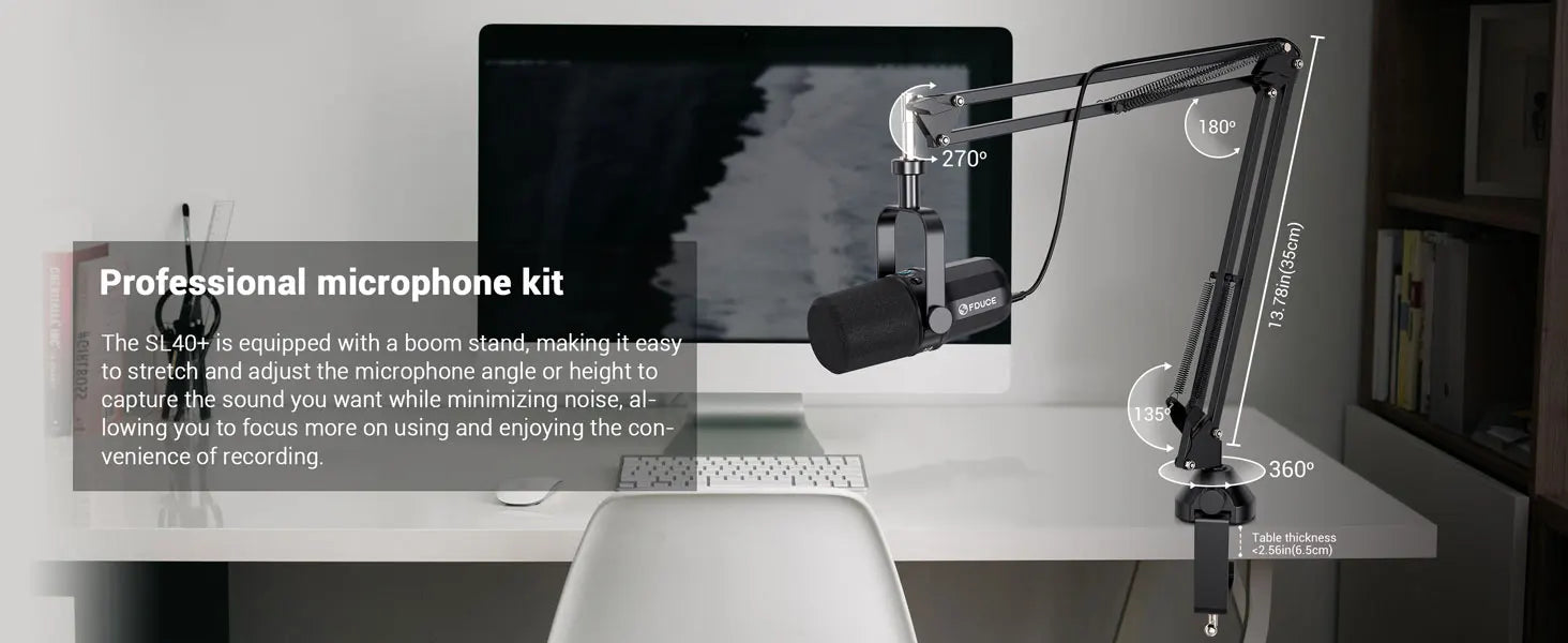 FDUCE SL40+ USB/XLR Dynamic Microphone Kit With Arm Stand/Built-in Headset Output / Sound Insulation,For PC PS5/4 Mixer - Stylish Expression