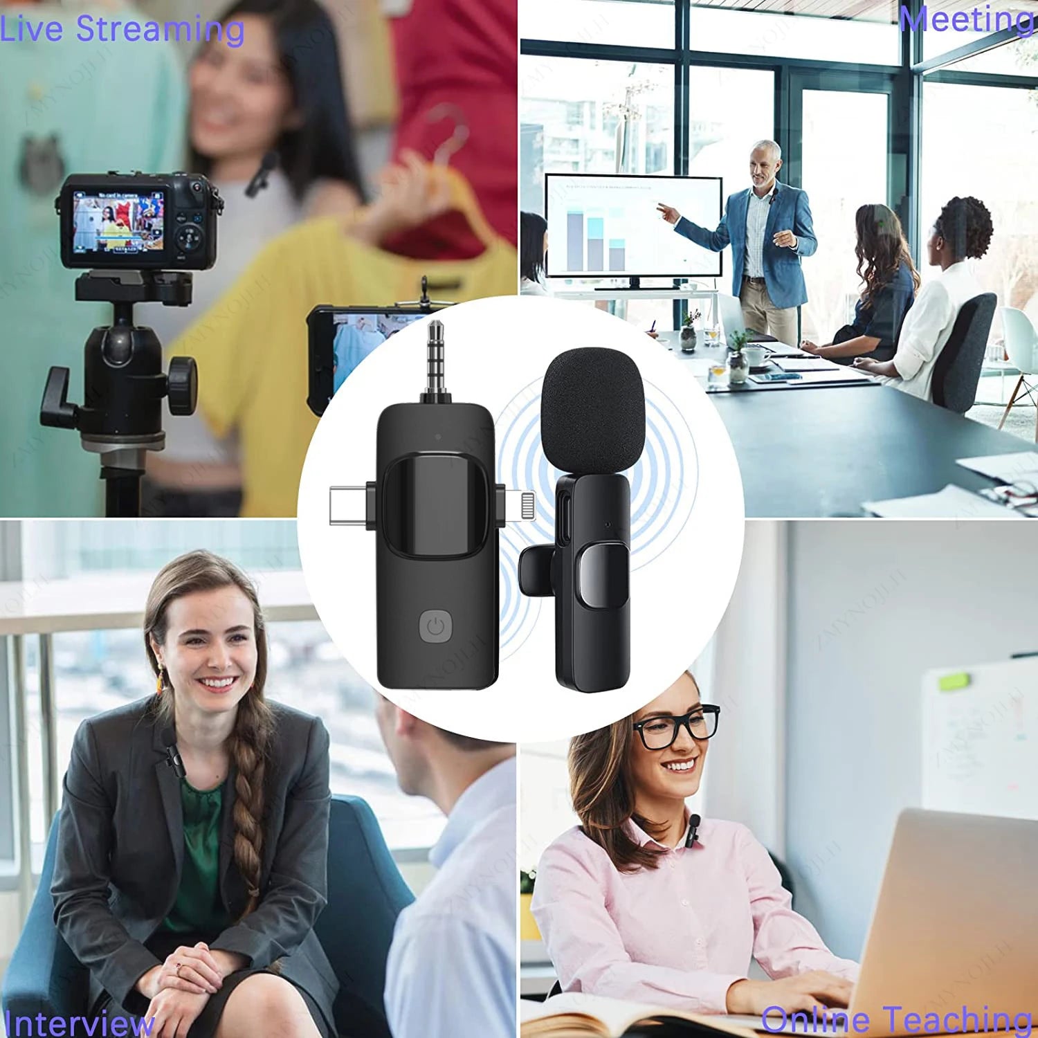 4 In 1 Wireless Lavalier Microphone for iPhone Android - Stylish Expression