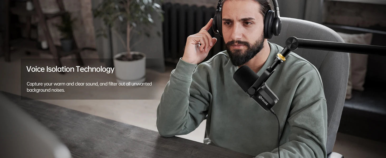 FDUCE SL40+ USB/XLR Dynamic Microphone Kit With Arm Stand/Built-in Headset Output / Sound Insulation,For PC PS5/4 Mixer - Stylish Expression