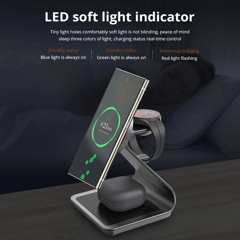 Magnetic 3 in 1 Wireless Charger Station - Stylish Expression