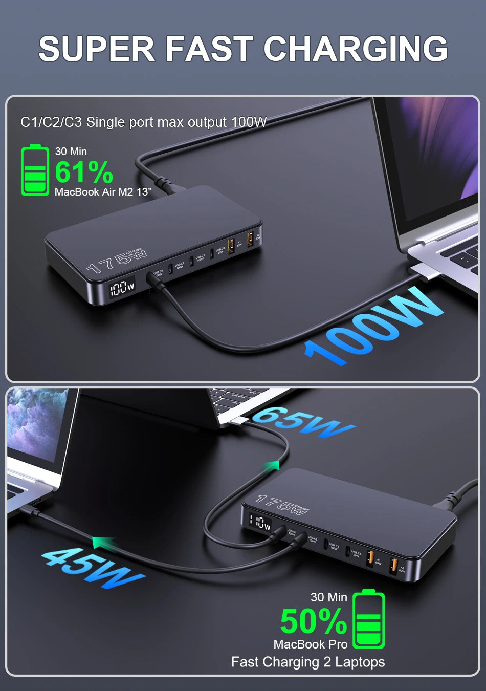 6-Port Desktop Charger Type C for iPhone - Stylish Expression