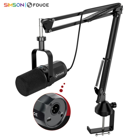 FDUCE SL40+ USB/XLR Dynamic Microphone Kit With Arm Stand/Built-in Headset Output / Sound Insulation,For PC PS5/4 Mixer - Stylish Expression
