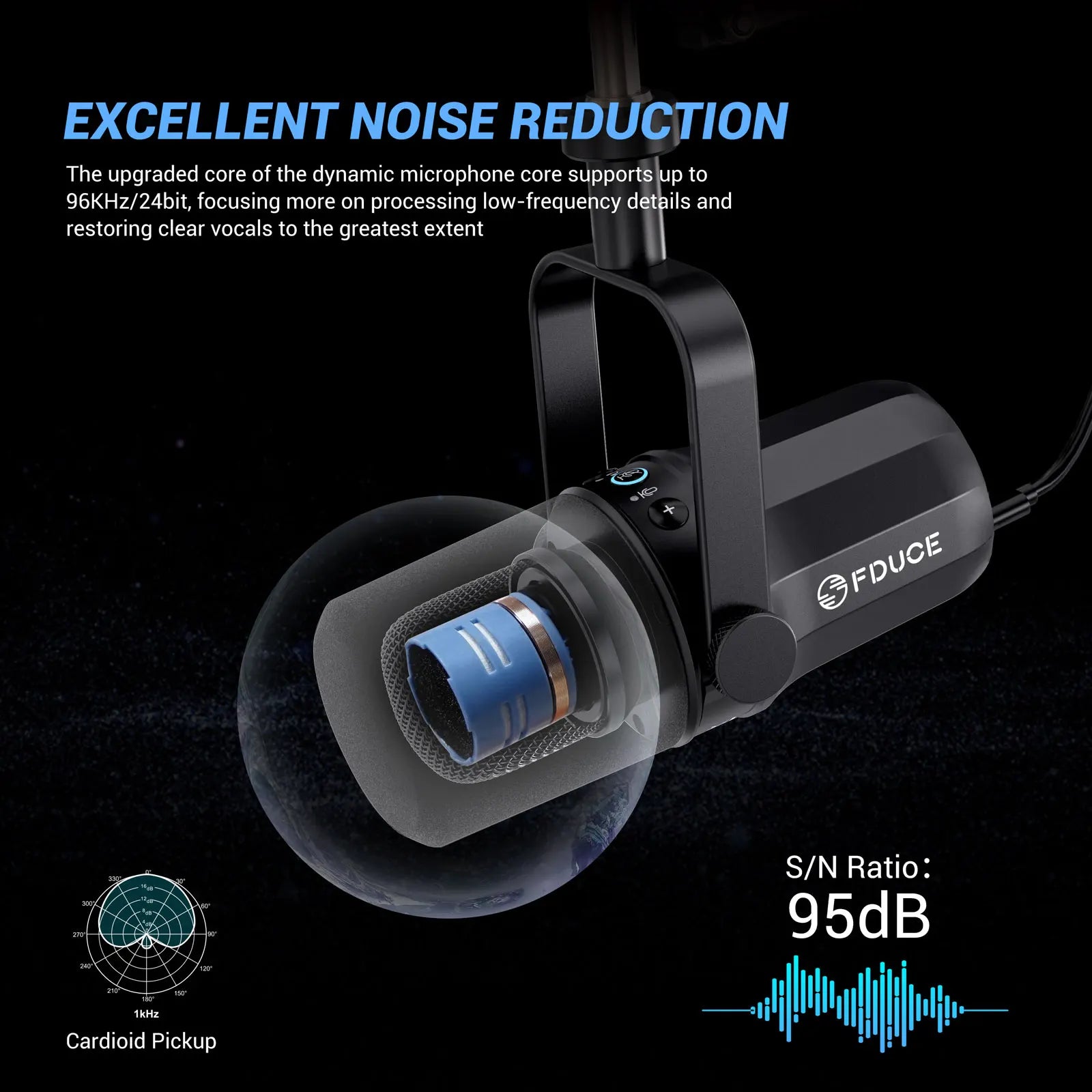 FDUCE SL40+ USB/XLR Dynamic Microphone Kit With Arm Stand/Built-in Headset Output / Sound Insulation,For PC PS5/4 Mixer - Stylish Expression