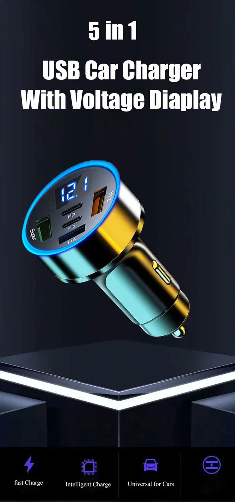 5 in 1 Super Fast Charge Adapter for iPhone & Samsung - Stylish Expression