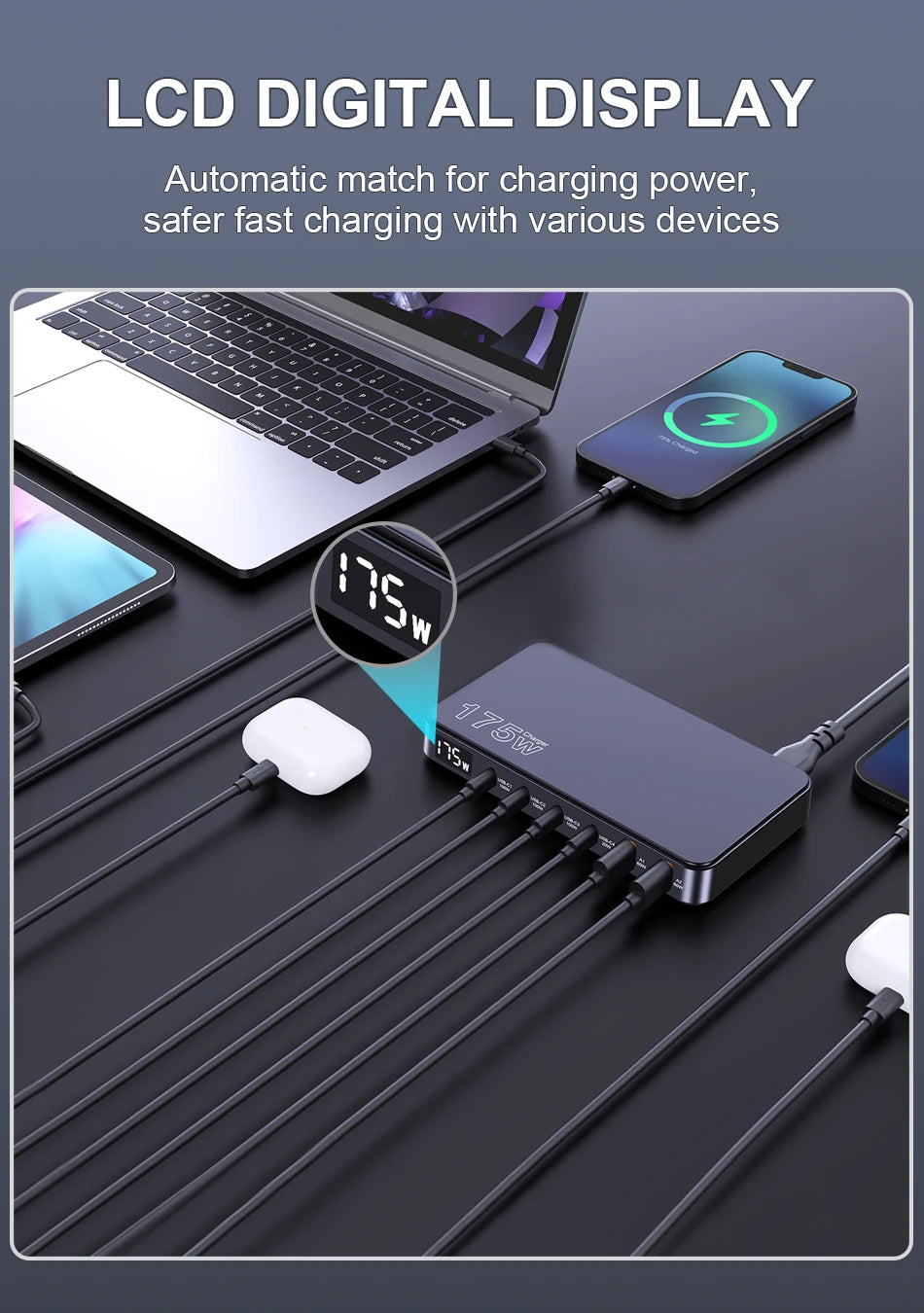 6-Port Desktop Charger Type C for iPhone - Stylish Expression