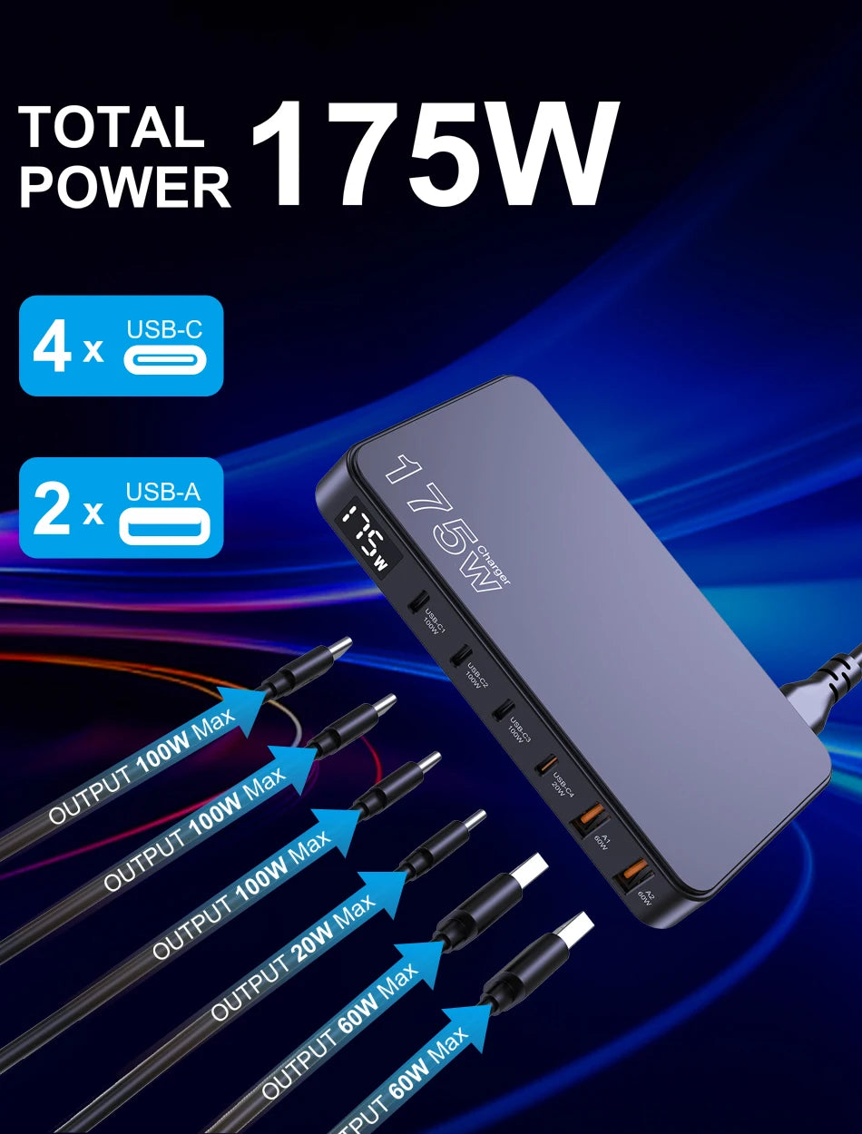 6-Port Desktop Charger Type C for iPhone - Stylish Expression