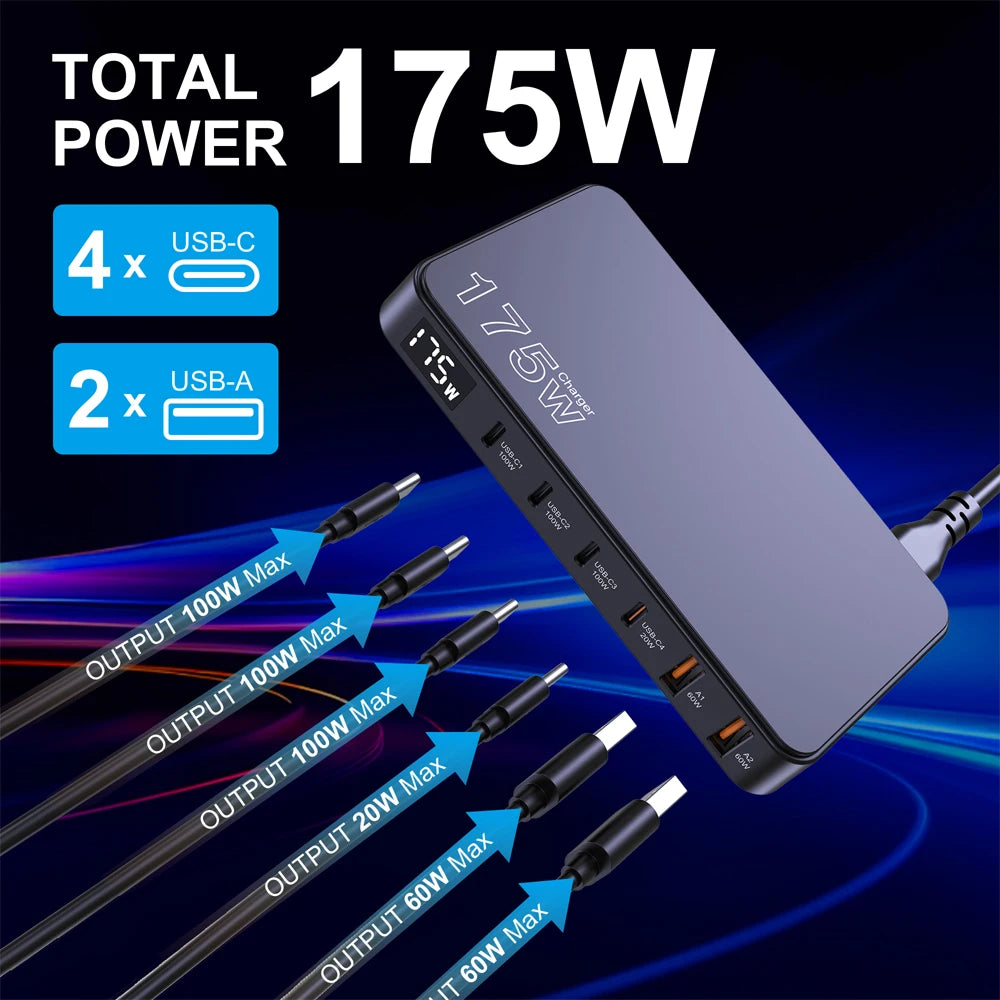 6-Port Desktop Charger Type C for iPhone - Stylish Expression