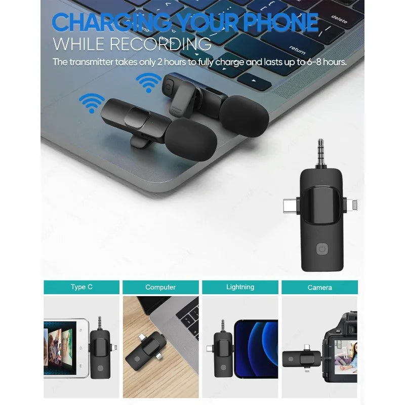 4 In 1 Wireless Lavalier Microphone for iPhone Android - Stylish Expression