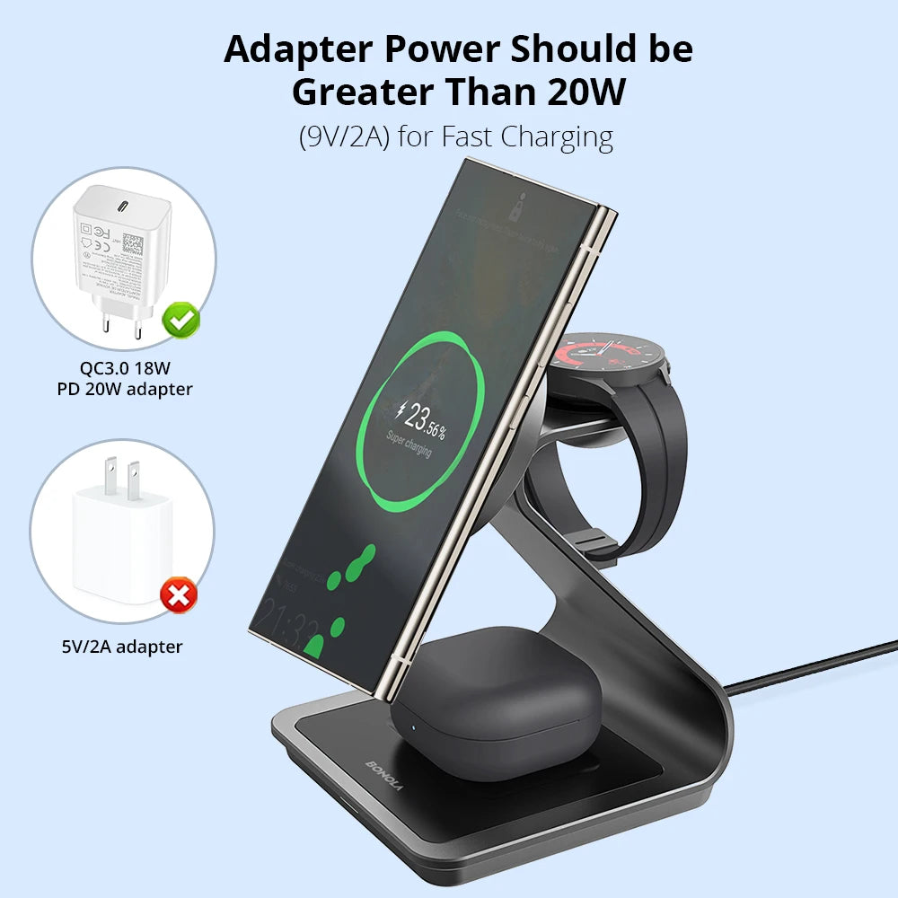 Magnetic 3 in 1 Wireless Charger Station - Stylish Expression