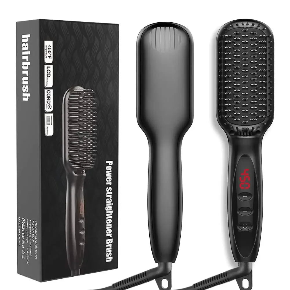 Professional Fast Heating Anti-Scald Beard & Hair Straightening Comb for Men & Women