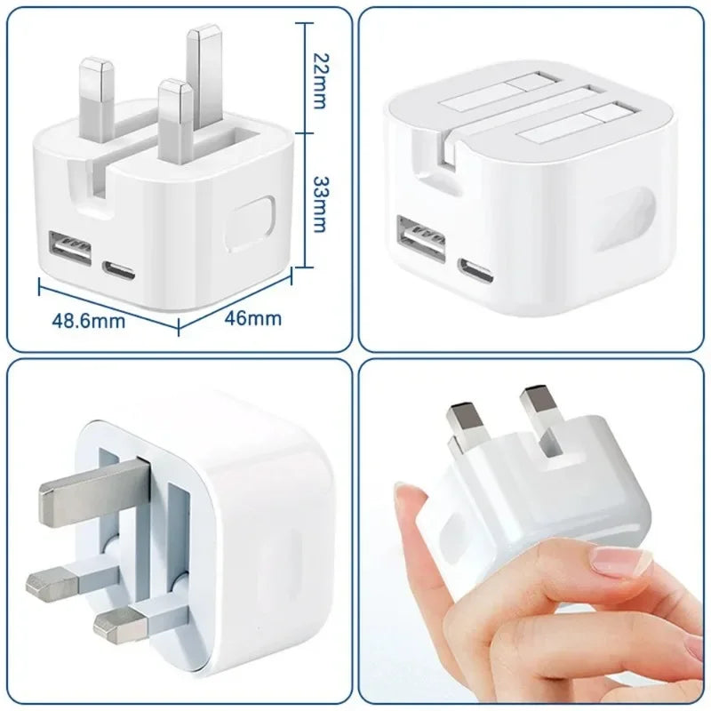 Super Fast Quick Charging Dual Ports Home Travel USB C Charger For IPhone