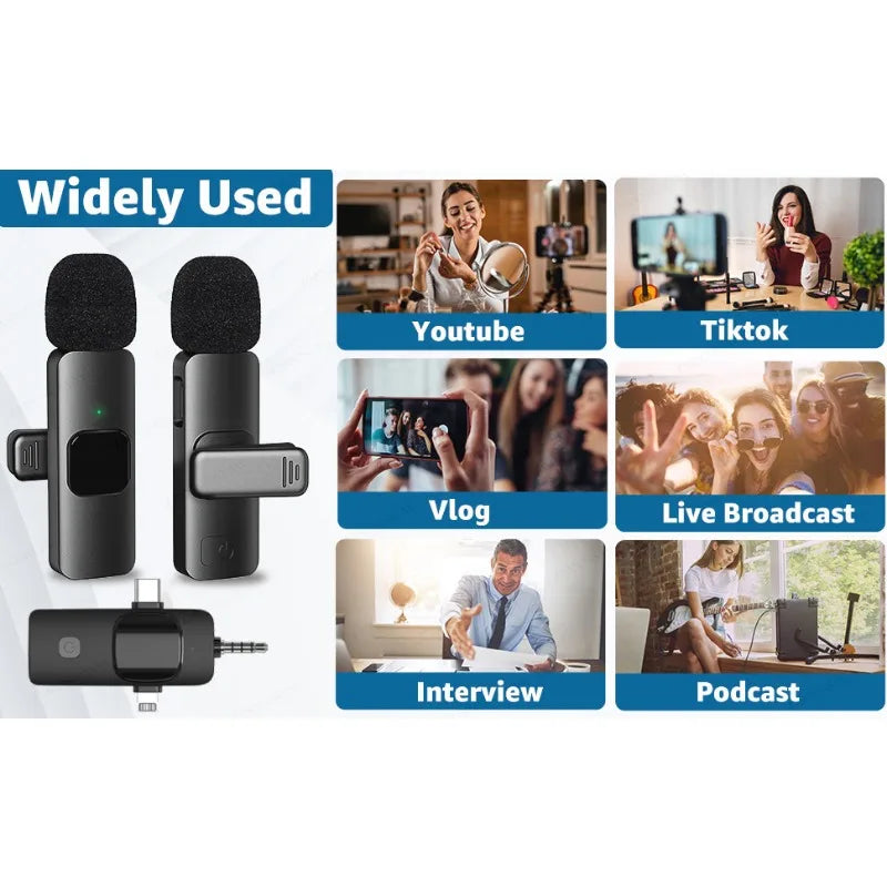 4 In 1 Wireless Lavalier Microphone for iPhone Android