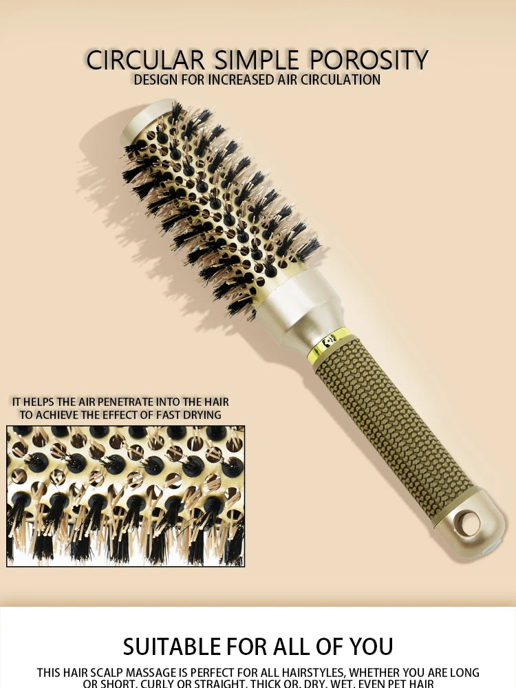 Anti-Static Rolling Brush for Salon Styling, Pro Barber Hair Tools