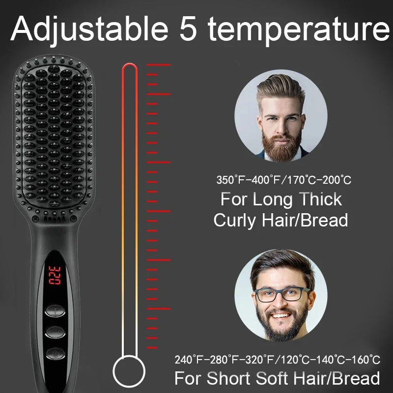 Professional Fast Heating Anti-Scald Beard & Hair Straightening Comb for Men & Women